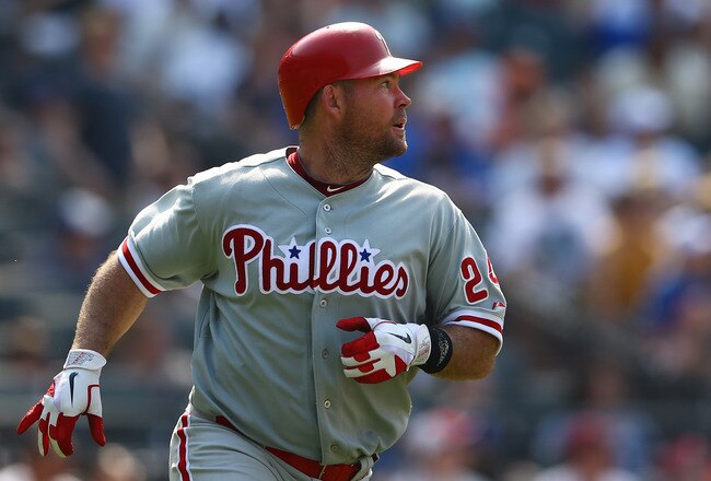 NEW YORK, NY - MAY 28:  Ty Wigginton #24 of the Philadelphia Phillies hits a three run home run against the New York Mets during their game on May 28, 2012 at Citi Field in the Flushing neighborhood of the Queens borough of New York City.  (Photo by Al Bello/Getty Images)