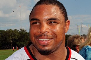 TAMPA, FL -  MAY 4: Running back Doug Martin #22 of the Tampa Bay Buccaneers talks to the media after a rookie practice at the Buccaneers practice facility May 4, 2012 in Tampa, Florida. (Photo by Al Messerschmidt/Getty Images)