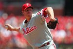 ST. LOUIS, MO - MAY 27: Starter Roy Halladay #34 of the Philadelphia Phillies pitches against the St. Louis Cardinals at Busch Stadium on May 27, 2012 in St. Louis, Missouri.  (Photo by Dilip Vishwanat/Getty Images)