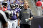 BALTIMORE, MD - AUGUST 06:  Offensive coordinator Cam Cameron of the Baltimore Ravens looks on during training camp at M&T Bank Stadium on August 6, 2011 in Baltimore, Maryland.  (Photo by Rob Carr/Getty Images)