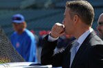 CHICAGO, IL - APRIL 05:  Theo Epstein, President of baseball operations for the Chicago Cubs, watches batting practice before the opening day game against the Washington Nationals at Wrigley Field on April 5, 2012 in Chicago, Illinois.  (Photo by Jonathan Daniel/Getty Images)