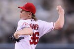 ANAHEIM, CA - MAY 02:  Jered Weaver #36 of the Los Angeles Angels of Anaheim pitches against the Minnesota Twins in the first inning at Angel Stadium of Anaheim on May 2, 2012 in Anaheim, California.  (Photo by Jeff Gross/Getty Images)
