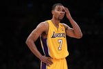 LOS ANGELES, CA - MAY 08:  Ramon Sessions #7 of the Los Angeles Lakers reacts in the fourt quarter as the Lakers take on the Denver Nuggets in Game Five of the Western Conference Quarterfinals in the 2012 NBA Playoffs on May 8, 2012 at Staples Center in Los Angeles, California. NOTE TO USER: User expressly acknowledges and agrees that, by downloading and or using this photograph, User is consenting to the terms and conditions of the Getty Images License Agreement.  (Photo by Jeff Gross/Getty Images)