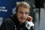 NEWARK, NJ - MAY 29:  Dustin Brown #23 of the Los Angeles Kings speaks during Media Day for the 2012 Stanley Cup Final at Prudential Center on May 29, 2012 in Newark, New Jersey.  (Photo by Bruce Bennett/Getty Images)