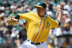 OAKLAND, CA - MAY 23:  Brian Fuentes #40 of the Oakland Athletics pitches in the ninth inning against the Los Angeles Angels of Anaheim at O.co Coliseum on May 23, 2012 in Oakland, California. The Angeles won the game in eleven innings 3-1.  (Photo by Thearon W. Henderson/Getty Images)