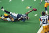 ATLANTA - JANUARY 30:  Kevin Dyson #87 of the Tennessee Titans reaches for the end zone with the ball as Mike Jones #52 of the St. Louis Rams tackles him on the last play of the game during the Super Bowl XXXIV Game at the Georgia Dome on January 30, 2000 in Atlanta, Georgia. The Rams defeated the Titans 23-16. (Photo by: Tom Hauck /Getty Images)