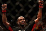 ATLANTA, GA - APRIL 21:  Jon Jones celebrates defeating Rashad Evans by unanimous decision in their light heavyweight title bout for UFC 145 at Philips Arena on April 21, 2012 in Atlanta, Georgia.  (Photo by Kevin C. Cox/Getty Images)