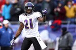 FOXBORO, MA - JANUARY 22:  Lardarius Webb #21 of the Baltimore Ravens reacts after a play against the New England Patriots during their AFC Championship Game at Gillette Stadium on January 22, 2012 in Foxboro, Massachusetts.  (Photo by Elsa/Getty Images)