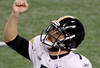 ARLINGTON, TX - FEBRUARY 06:  Ben Roethlisberger #7 of the Pittsburgh Steelers celebrates after Rashard Mendenhall #34 ran for an eight yard touchdown against the Green Bay Packers in the third quarter of Super Bowl XLV at Cowboys Stadium on February 6, 2011 in Arlington, Texas.  (Photo by Joe Robbins/Getty Images)
