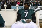PHILADELPHIA, PA - JANUARY 09:  Michael Vick #7 of the Philadelphia Eagles sits on the bench after losing to the Green Bay Packers during the 2011 NFC wild card playoff game at Lincoln Financial Field on January 9, 2011 in Philadelphia, Pennsylvania.  (Photo by Al Bello/Getty Images)