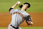 MIAMI, FL - MAY 25:  Tim Lincecum #55 of the San Francisco Giants pitches during a game against the Miami Marlins at Marlins Park on May 25, 2012 in Miami, Florida.  (Photo by Sarah Glenn/Getty Images)