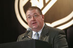 OTTAWA, ONT - JULY 30:  Executive Vice President and General Manager Jay Feaster of the Tampa Bay Lightning speaks during the 2005 National Hockey League Draft on July 30, 2005 at the Westin Hotel in Ottawa, Canada.  (Photo By Bruce Bennett/Getty Images)