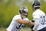 LAKE FOREST, IL - MAY 12:  Safety Brandon Hardin #35 works with cornerback Donovan Warren #36 of the Chicago Bears during rookie minicamp at Halas Hall on May 12, 2012 in Chicago, Illinois.  (Photo by Brian Kersey/Getty Images)