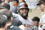SAN DIEGO, CA - SEPTEMBER 5:  Pablo Sandoval #48 of the San Francisco Giants is welcomed into the dugout after hitting a solo home run during the fourth inning of a baseball game against the San Diego Padres at Petco Park on September 5, 2011 in San Diego, California. The Giants won 7-2.  (Photo by Denis Poroy/Getty Images)
