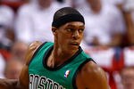 MIAMI, FL - MAY 30:  Rajon Rondo #9 of the Boston Celtics brings the ball up court in the first quarter against the Miami Heat in Game Two of the Eastern Conference Finals in the 2012 NBA Playoffs on May 30, 2012 at American Airlines Arena in Miami, Florida. NOTE TO USER: User expressly acknowledges and agrees that, by downloading and or using this photograph, User is consenting to the terms and conditions of the Getty Images License Agreement.  (Photo by Mike Ehrmann/Getty Images)