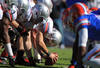 JACKSONVILLE, FL - JANUARY 02:  The line of scrimmage is seen during the TaxSlayer.com Gator Bowl between the Ohio State Buckeyes and Florida Gators at EverBank Field on January 2, 2012 in Jacksonville, Florida.  (Photo by Scott Halleran/Getty Images)