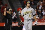 ANAHEIM, CA - MAY 14:  Seth Smith #15 of the Oakland Athletics reacts after striking out during a game against the Los Angeles Angels of Anaheim at Angel Stadium of Anaheim on May 14, 2012 in Anaheim, California.  (Photo by Jonathan Moore/Getty Images)