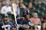HOUSTON - MAY 16: Nyjer Morgan #2 of the Milwaukee Brewers grounds out against the Houston Astros at Minute Maid Park on May 16, 2012 in Houston, Texas.  (Photo by Bob Levey/Getty Images)