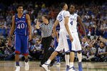 NEW ORLEANS, LA - APRIL 02:  Anthony Davis #23 and Michael Kidd-Gilchrist #14 of the Kentucky Wildcats react late in the second half while taking on the Kansas Jayhawks in the National Championship Game of the 2012 NCAA Division I Men's Basketball Tournament at the Mercedes-Benz Superdome on April 2, 2012 in New Orleans, Louisiana.  (Photo by Jeff Gross/Getty Images)