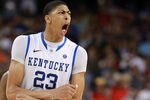 NEW ORLEANS, LA - MARCH 31:  Anthony Davis #23 of the Kentucky Wildcats reacts late in the second half against the Louisville Cardinals during the National Semifinal game of the 2012 NCAA Division I Men's Basketball Championship at the Mercedes-Benz Superdome on March 31, 2012 in New Orleans, Louisiana.  (Photo by Ronald Martinez/Getty Images)