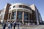 ST. LOUIS, MO - OCTOBER 19:  General view of fans entering Edward Jones Dome prior to the game between the St. Louis Rams and the Green Bay Packers on October 19, 2003 in St. Louis, Missouri. The Rams defeated the Packers 34-24. (Photo by Elsa/Getty Images)