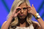 NATIONAL HARBOR, MD - MAY 30:   ESPN reporter Samantha Steele tries to spell a word after the second round of the 2012 Scripps National Spelling Bee competition May 30, 2012 in National Harbor, Maryland. 278 spellers are competing in the 85th annual competition.   (Photo by Mark Wilson/Getty Images)