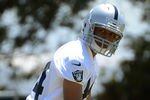 ALAMEDA, CA - MAY 12:  Juron Criner #84 of the Oakland Raiders looks on ready to run a pass rout during the Raiders Rookie Minicamp on May 12, 2012 at the Oakland Raiders Training Facility in Alameda, California.  (Photo by Thearon W. Henderson/Getty Images)