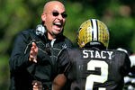 NASHVILLE, TN - OCTOBER 29:  Coach James Franklin and Zac Stacy #2 of the Vanderbilt Commodores celebrate after Stacy's touchdown against the Arkansas Razorbacks during play at Vanderbilt Stadium on October 29, 2011 in Nashville, Tennessee. Arkansas won 31-28.  (Photo by Grant Halverson/Getty Images)