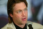 DENVER, CO - MAY 28:  Colorado Avalanche goalie Patrick Roy announces his retirement from the NHL after 18 seasons at the Pepsi Center May 28, 2003 in Denver, Colorado. Roy is the NHL's career leader with 551 victories and 1,029 games played, a three-time winner of the Conn Smythe Trophy and a four-time Stanley Cup champion.  (Photo by Tim DeFrisco/Getty Images)