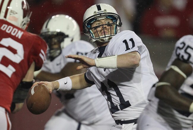 MADISON, WI - NOVEMBER 26:  Matt McGloin #11 of the Penn State Nittany Lions throws a pass against the Wisconsin Badgers at Camp Randall Stadium on November 26, 2011 in Madison, Wisconsin. Wisconsin defeated Penn State 45-7.  (Photo by Jonathan Daniel/Getty Images)
