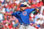 PHILADELPHIA, PA - APRIL 29: Starting pitcher Matt Garza #22 of the Chicago Cubs throws a pitch during a game against the Philadelphia Phillies at Citizens Bank Park on April 29, 2012 in Philadelphia, Pennsylvania. The Cubs won 5-1. (Photo by Hunter Martin/Getty Images)