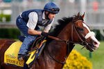 LOUISVILLE, KY - MAY 03:  Union Rags trains on the track in preparation for the 138th Kentucky Derby at Churchill Downs on May 3, 2012 in Louisville, Kentucky.  (Photo by Rob Carr/Getty Images)