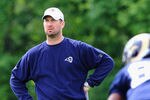 ST. LOUIS, MO - MAY 12: Offensive coordinator Brian Schottenheimer of the St. Louis Rams watches drills during rookie mini camp at the ContinuityX Training Center on May 12, 2012 in St. Louis, Missouri. (Photo by Dilip Vishwanat/Getty Images)