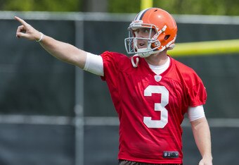 BEREA, OH - MAY 12: Quarterback Brandon Weeden #3 of the Cleveland Browns during the second day of minicamp at Cleveland Browns training facility on May 12, 2012 in Berea, Ohio. (Photo by Jason Miller/Getty Images)