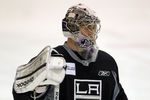 NEWARK, NJ - MAY 31:  Martin Jones #31 of the Los Angeles Kings looks on during practice for the Stanley Cup Finals on May 31, 2012 at the Prudential Center in Newark, New Jersey.  (Photo by Elsa/Getty Images)