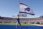 ORCHARD PARK, NY - OCTOBER 09:   Fans celebrate and the end zone flag is waived after a touchdown scored by Freddie Jackson #22 of the Buffalo Bills against the Philadelphia Eagles at Ralph Wilson Stadium on October 9, 2011 in Orchard Park, New York.  (Photo by Brody Wheeler/Getty Images)