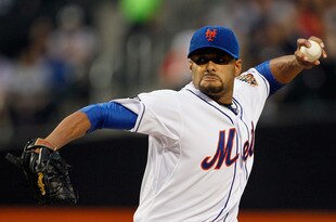 NEW YORK, NY - JUNE 01: Johan Santana #57 of the New York Mets delivers a pitch in the first inning against the St. Louis Cardinals at CitiField on June 1, 2012 in the Flushing neighborhood of the Queens borough of New York City.  (Photo by Mike Stobe/Getty Images)