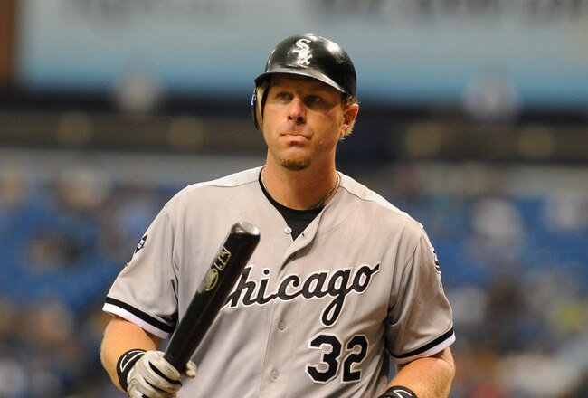 ST. PETERSBURG, FL - MAY 28:  Infielder Adam Dunn #32 of the Chicago White Sox strikes out against the Tampa Bay Rays May 28, 2012  at Tropicana Field in St. Petersburg, Florida.  Dunn homered and the Sox won 2 - 1. (Photo by Al Messerschmidt/Getty Images)