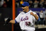 NEW YORK, NY - JUNE 01:  Johan Santana #57 of the New York Mets celebrates after pitching a no hitter against the St. Louis Cardinals at CitiField on June 1, 2012 in the Flushing neighborhood of the Queens borough of New York City. Johan Santana pitches the first no hitter in Mets history. Mets defeated the Cardinals 8-0.  (Photo by Mike Stobe/Getty Images)