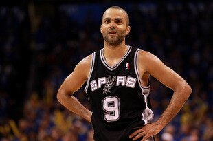 OKLAHOMA CITY, OK - MAY 31:  Tony Parker #9 of the San Antonio Spurs reacts in the third quarter while taking on the Oklahoma City Thunder in Game Five of the Western Conference Finals of the 2012 NBA Playoffs at Chesapeake Energy Arena on May 31, 2012 in Oklahoma City, Oklahoma. NOTE TO USER: User expressly acknowledges and agrees that, by downloading and or using this photograph, User is consenting to the terms and conditions of the Getty Images License Agreement.  (Photo by Ronald Martinez/Getty Images)