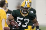 GREEN BAY, WI - MAY 11: Nick Perry #53 of the Green Bay Packers participates in drills during mini camp at the Don Hutson Center on May 11, 2012 in Green Bay, Wisconsin. (Photo by Mike McGinnis/Getty Images)