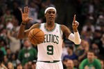 BOSTON, MA - JUNE 01:  Rajon Rondo #9 of the Boston Celtics calls a play as he brings the ball up court against the Miami Heat in Game Three of the Eastern Conference Finals in the 2012 NBA Playoffs on June 1, 2012 at TD Garden in Boston, Massachusetts.  NOTE TO USER: User expressly acknowledges and agrees that, by downloading and or using this photograph, User is consenting to the terms and conditions of the Getty Images License Agreement.  (Photo by Jim Rogash/Getty Images)