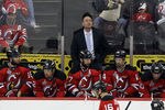 NEWARK, NJ - MAY 30:  Peter DeBoer of the New Jersey Devils looks up at the scoreboard from the bench against the Los Angeles Kings during Game One of the 2012 NHL Stanley Cup Final at the Prudential Center on May 30, 2012 in Newark, New Jersey.  (Photo by Jim McIsaac/Getty Images)