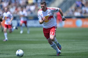 CHESTER, PA- MARCH 13: Kenny Cooper #33 of the New York Red Bulls plays the ball during the game against the Philadelphia Union at PPL Park on May 13, 2012 in Chester, Pennsylvania. (Photo by Drew Hallowell/Getty Images)