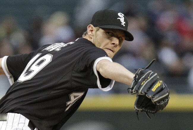 CHICAGO, IL - MAY 12:  Chris Sale #49 of the Chicago White Sox throws to the Kansas City Royals in the first inning of their MLB game at U.S. Cellular Field on May 12, 2012 in Chicago, Illinois. (Photo by John Gress/Getty Images)