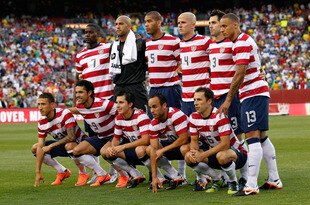 LANDOVER, MD - MAY 30: Members of team USA pose for a photo before the start of their International friendly game against Brazil at FedExField on May 30, 2012 in Landover, Maryland.  (Photo by Rob Carr/Getty Images)