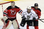 NEWARK, NJ - MAY 30:  Anze Kopitar #11 of the Los Angeles Kings in actions against Martin Brodeur #30 and Bryce Salvador #24 of the New Jersey Devils during Game One of the 2012 NHL Stanley Cup Final at the Prudential Center on May 30, 2012 in Newark, New Jersey.  (Photo by Jim McIsaac/Getty Images)