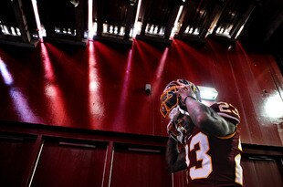 LANDOVER, MD - NOVEMBER 6: Cornerback DeAngelo Hall #23 of the Washington Redskins takes the field before taking on the San Francisco 49ers at FedExField on November 6, 2011 in Landover, Maryland. (Photo by Patrick Smith/Getty Images)