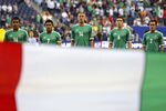 KANSAS CITY, KS - APRIL 2:  Members of Mexico sing the the National Anthem before a game against Honduras in the 2012 CONCACAF Men's Olympic Qualifying Finals at Livestrong Sporting Park on April 2, 2012 in Kansas City, Kansas. (Photo by Ed Zurga/Getty Images)