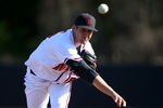 PISCATAWAY, NJ - APRIL 13:  Starting pitcher Tyler Gebler #25 of the Rutgers Scarlet Knights throws a pitch against the West Virginia Mountaineers during their Big East Conference Game at Bainton Field on on April 13, 2012 in Piscataway, New Jersey.  (Photo by Chris Chambers/Getty Images)